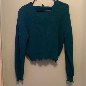 Green hooded sweater shirt